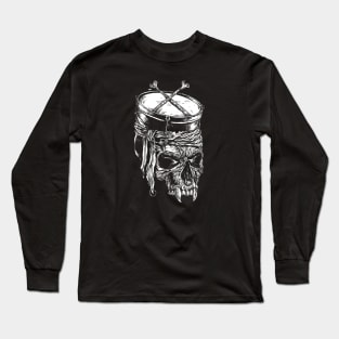 Drum Snare Skull-Metal-Rock-Music Long Sleeve T-Shirt